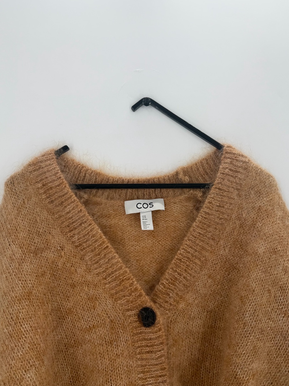 Cos Mohair Wool Blend V Neck Cardigan In Camel Melange - Picture 1 of 7